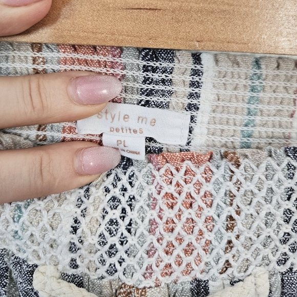 3/$25 Style Me Petites Linen Blend Striped Crop Pants L - Picture 4 of 6